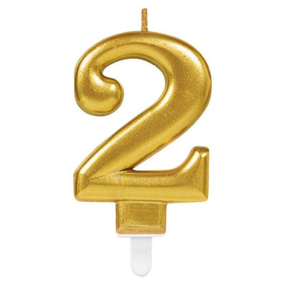 Golden Numerical Candle No. 2 - 3"