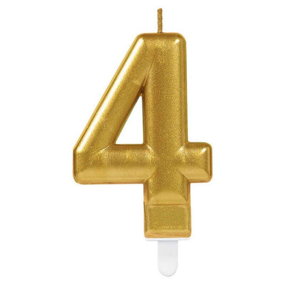 Golden Numerical Candle No. 4 - 3"