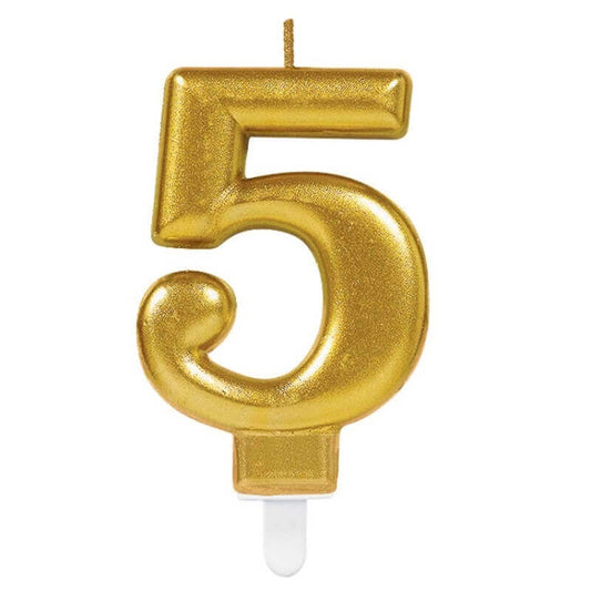 Golden Numerical Candle No. 5 - 3"