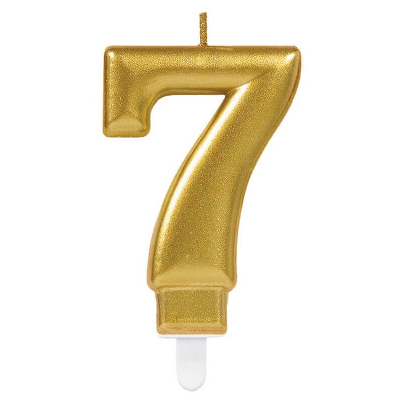 Golden Numerical Candle No. 7 - 3"