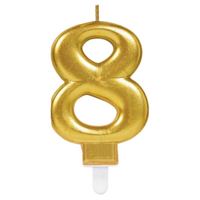 Golden Numerical Candle No. 8 - 3"