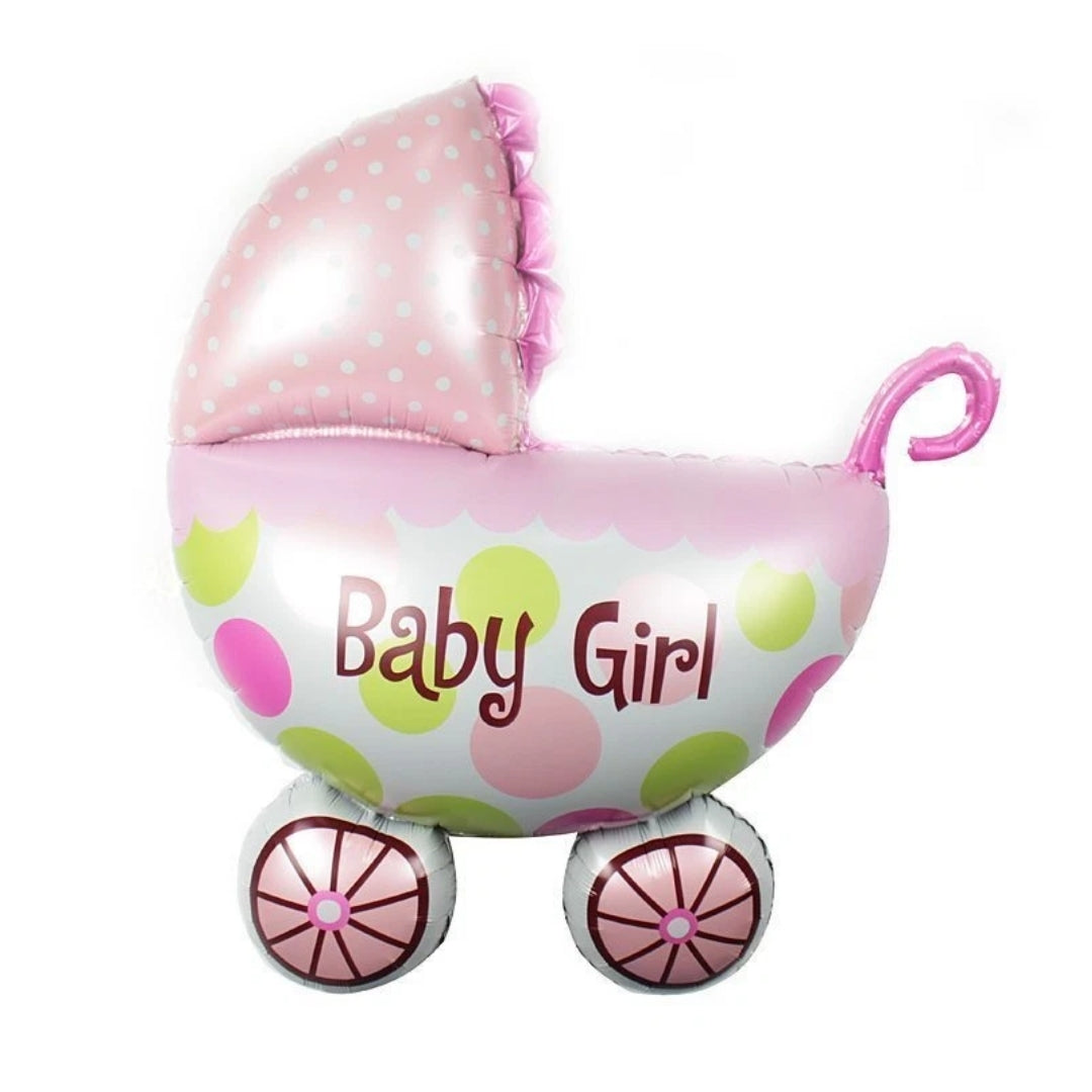 Metallic Baby by Girl Foil Balloon on a Stick - Helium Quality - 14 inches - 1PC