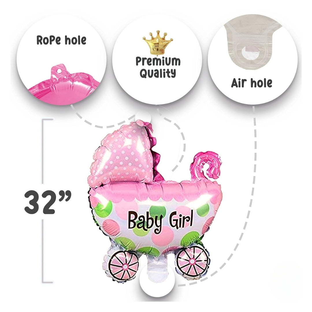 Metallic Baby by Girl Foil Balloon on a Stick - Helium Quality - 14 inches - 1PC