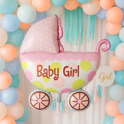 Metallic Baby by Girl Foil Balloon on a Stick - Helium Quality - 14 inches - 1PC