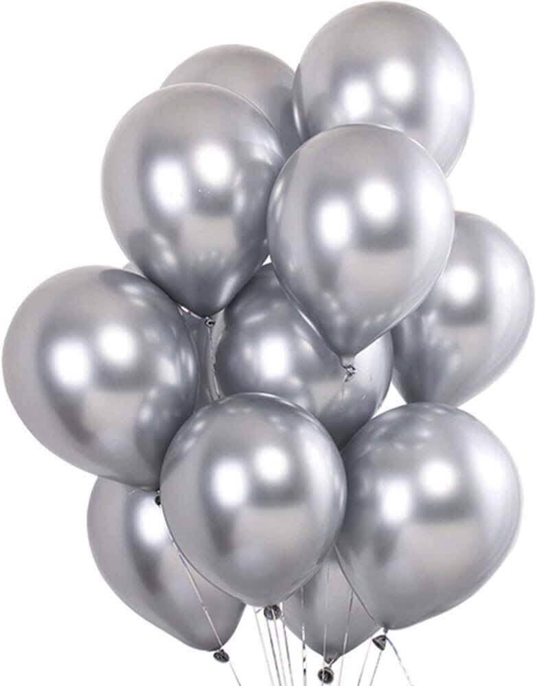 9" Chome Silver Balloons - 20PC