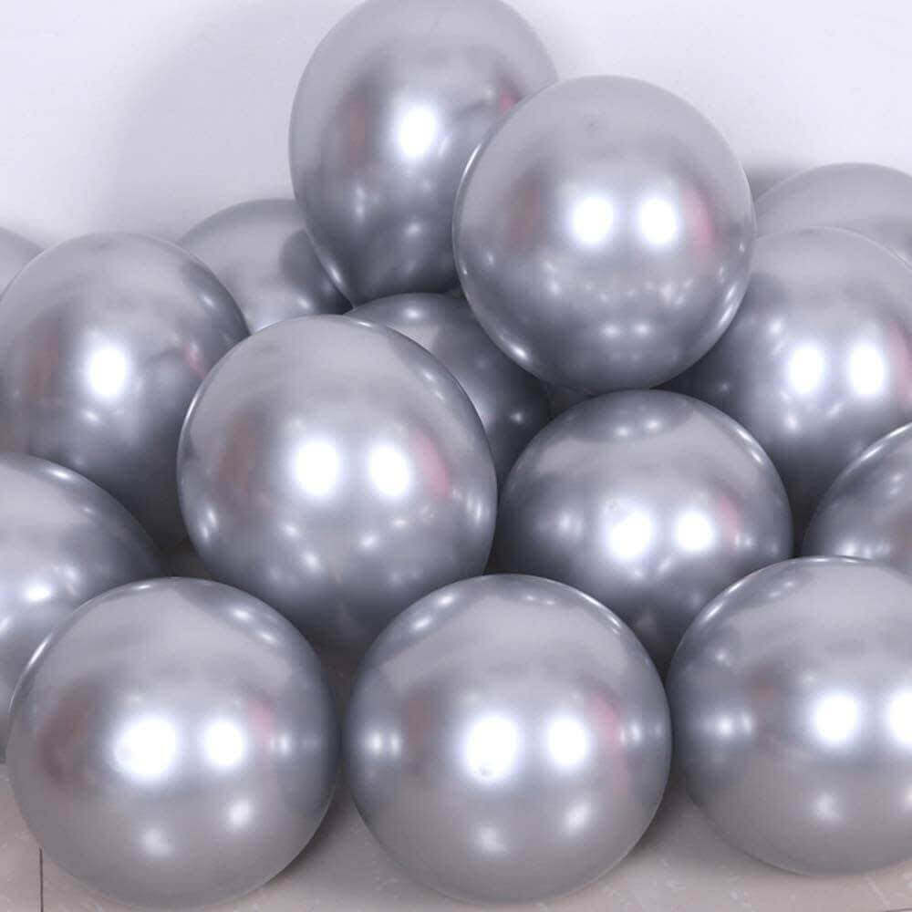 9" Chome Silver Balloons - 20PC