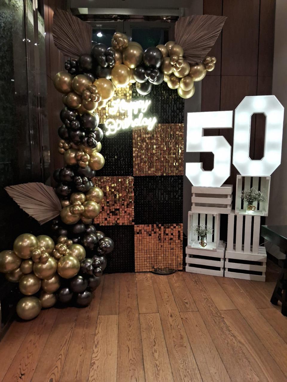 50th Sequin Happy Birthday Set up