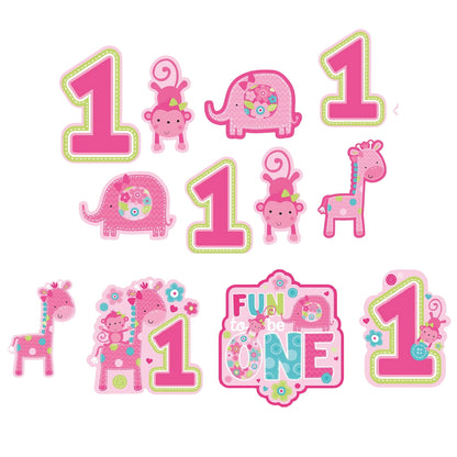 1st Birthday Wild Theme Paper Cutouts for Wall & Glass Decoration - 12PC