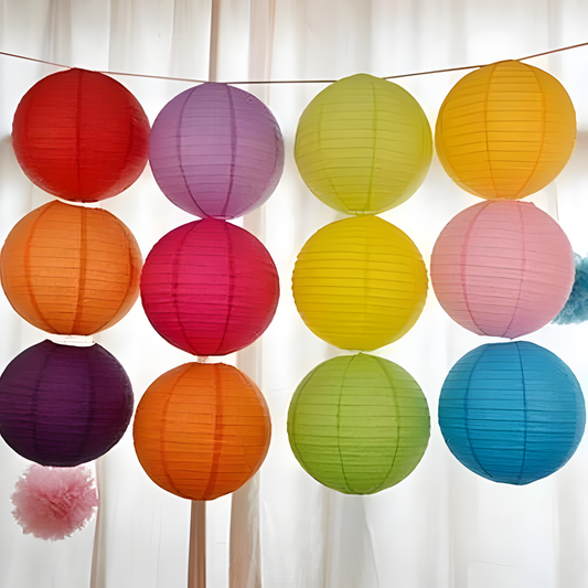 Multicolor Paper Lantern Hanging Decor Set – 10 Pcs