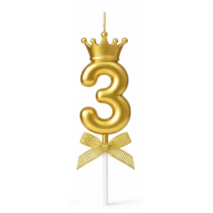 Golden Crown Numerical Candle No. 3