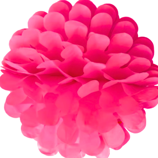 Hot Pink Its My Birthday Paper Pom Pom Hangings For Wall Decor -10 Inch -  5PC