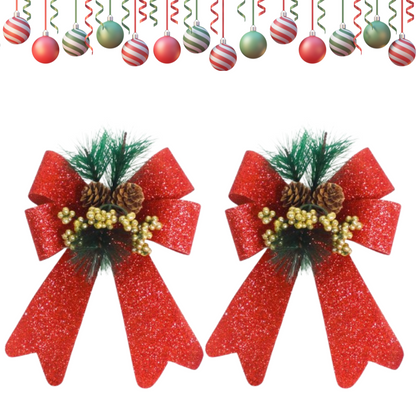 Decorative Christmas Bows Red 20CM - 2PC