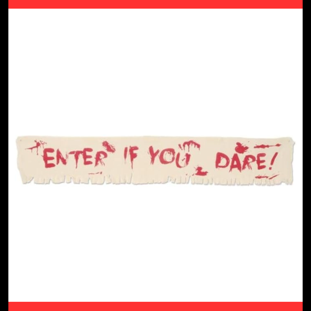 Enter if you Dare Welcome paper banner in Jute Finish - Approx. 4 FT