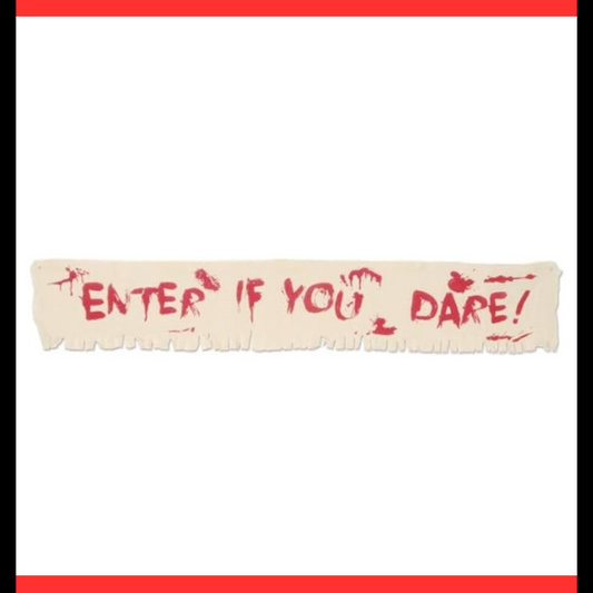 Enter if you Dare Welcome paper banner in Jute Finish - Approx. 4 FT