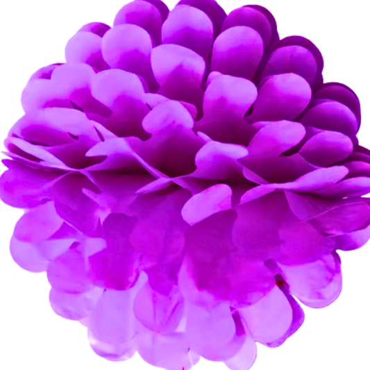 Purple Paper Pom Pom Hangings For Wall Decor -10 Inch -  5PC