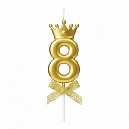 Golden Crown Numerical Candle No. 8