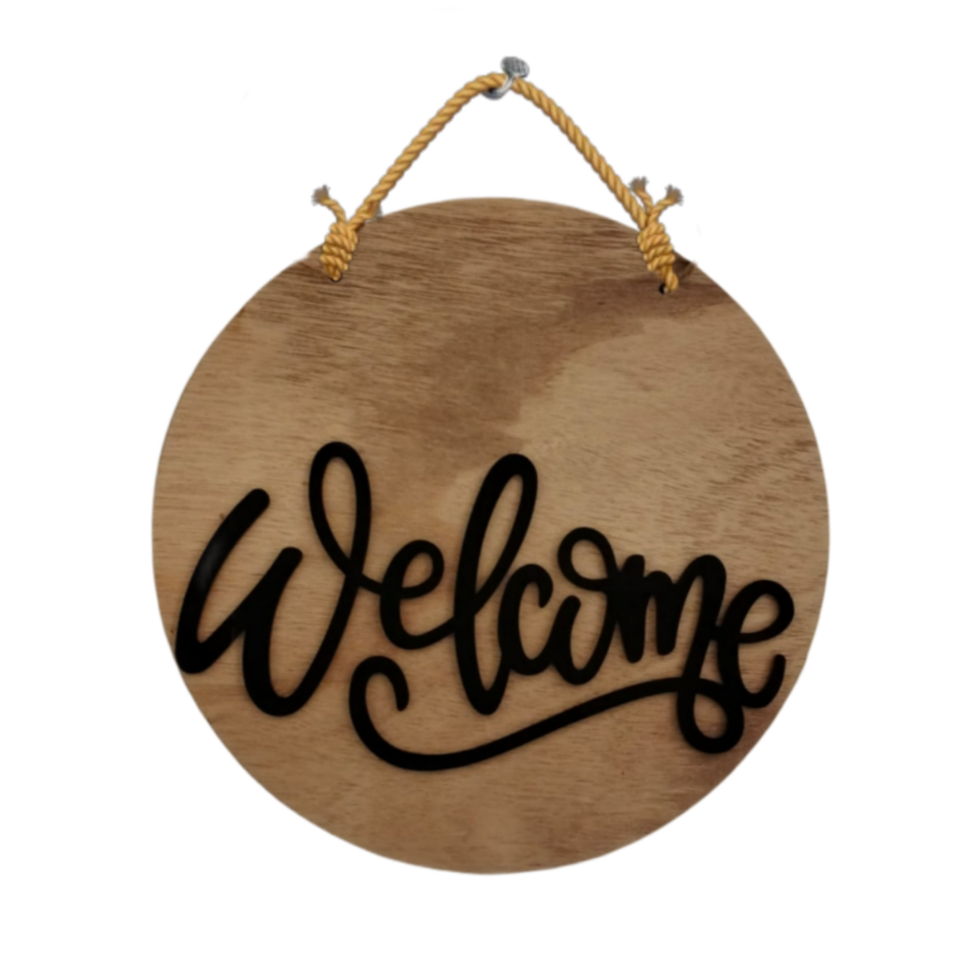 Round Wooden Welcome Sign Board - 15 inches