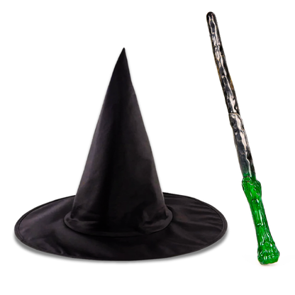 Black Witch Hat and Harry Potter Wand