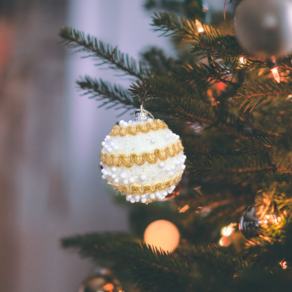 Christmas Tree Ornaments Vintage Snow Balls 2Pc