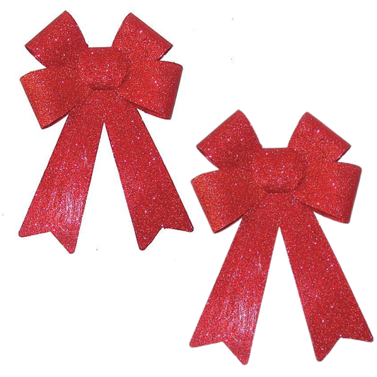 Fancy Christmas Bows Red  30CM - 2PC
