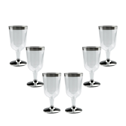 Wine Glasses with Silver Rim - Pack of 6