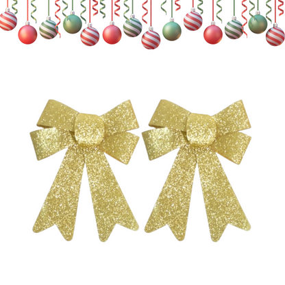 Fancy Christmas Bows Golden  30CM - 2PC