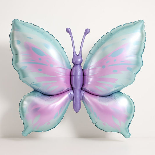 Butterfly Shaped Metallic Pink & Purple Balloon with Pink Thorax - Helum Quality - 34 inches - 1PC