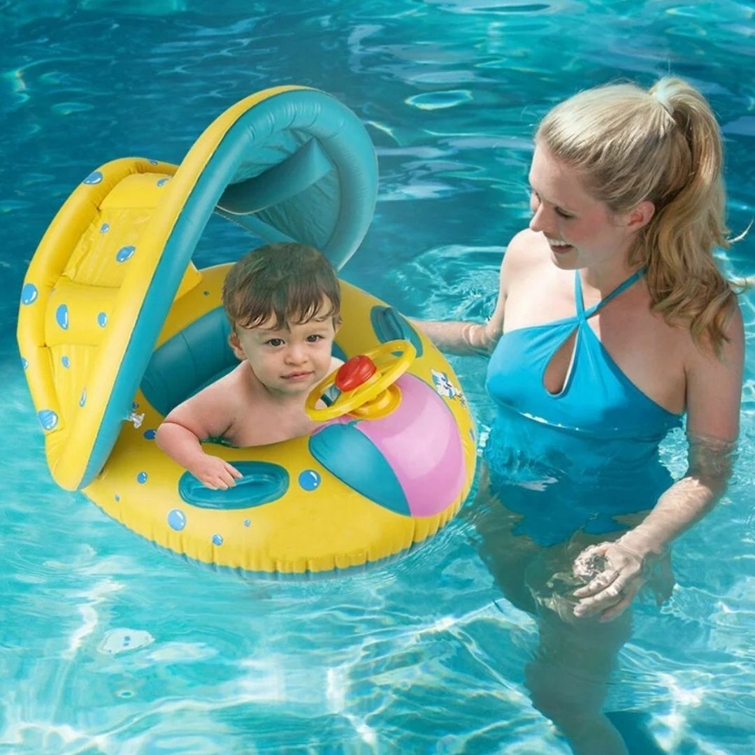 Inflatable Cars Pool Float with Canopy for Kids - 1PC