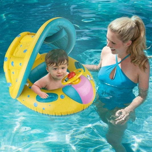 Inflatable Cars Pool Float with Canopy for Kids - 1PC