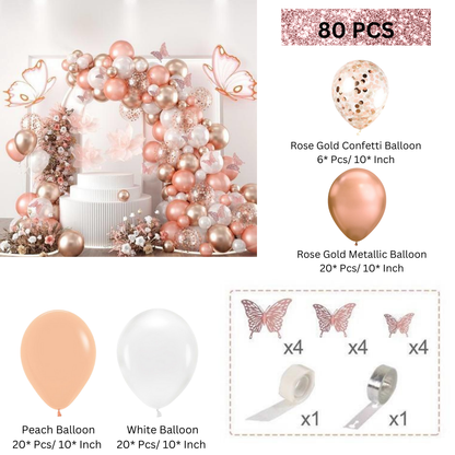 "Rose Gold Birthday Decor Set For Girls - 80PC "