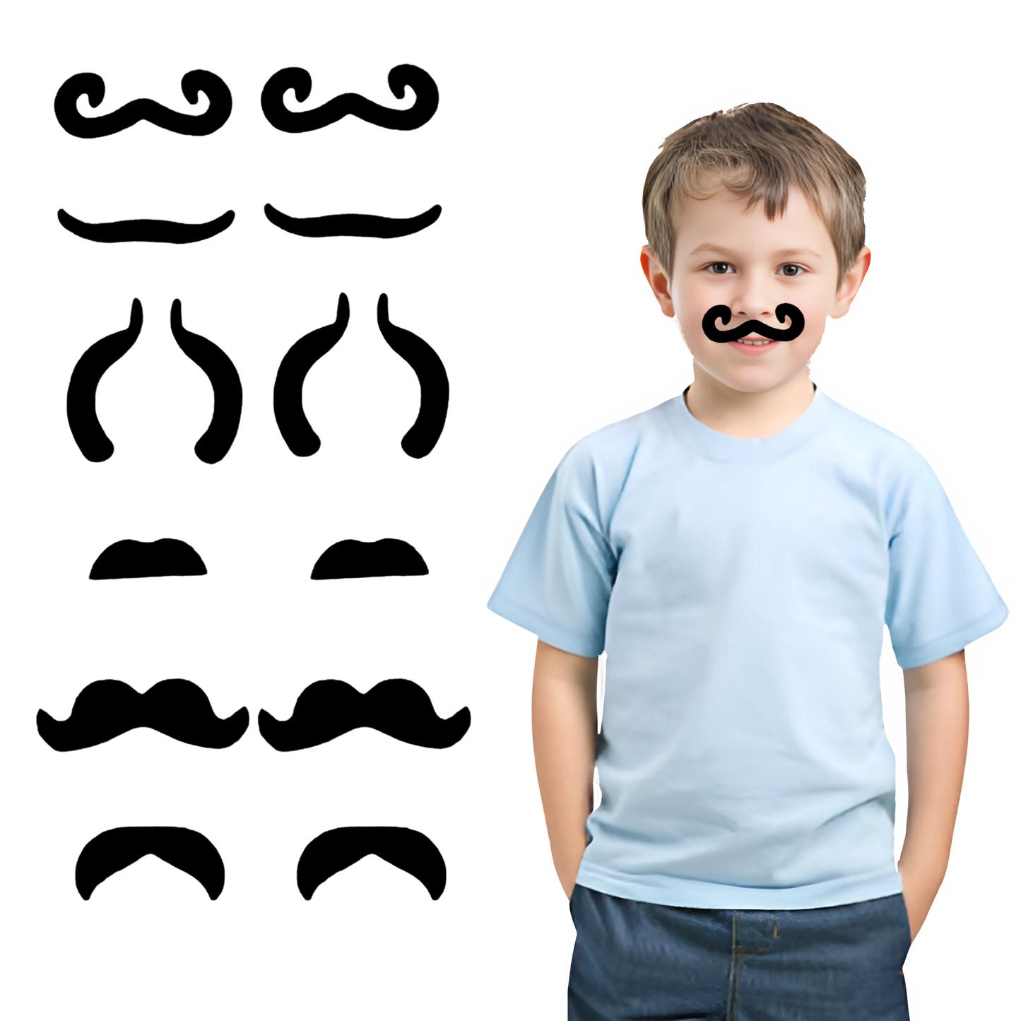 Kids Fake Moustache Set – Pack of 12