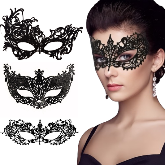3 Pcs Party Masks Set - Lace Eye Mask & Masquerade Masks for Men & Women
