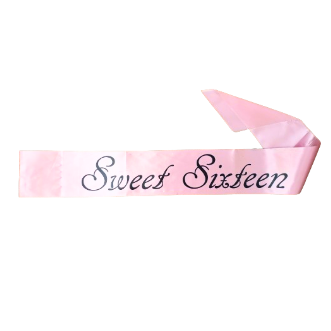 Sweet Sixteen Birthday Sash for 16th Birthday - 1PC