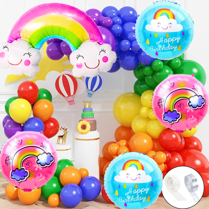 Pastel Rainbow Birthday Decoration Items - set of 57 Rainbow Theme Happy Birthday Decoration Kit | Pastel Daisy Flower Balloons for Birthday Decoration Set | Rainbow Theme Decoration