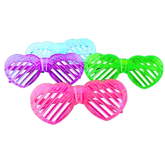 Set of 5 Light up Shutter Shades Heart, Led Neon Rave SunGlasses, Party Eyeglass, Flashing Sunglasses for Neon & Bachelorette Party Glow in Dark Christmas Party Sunglasses (Assorted Colors)