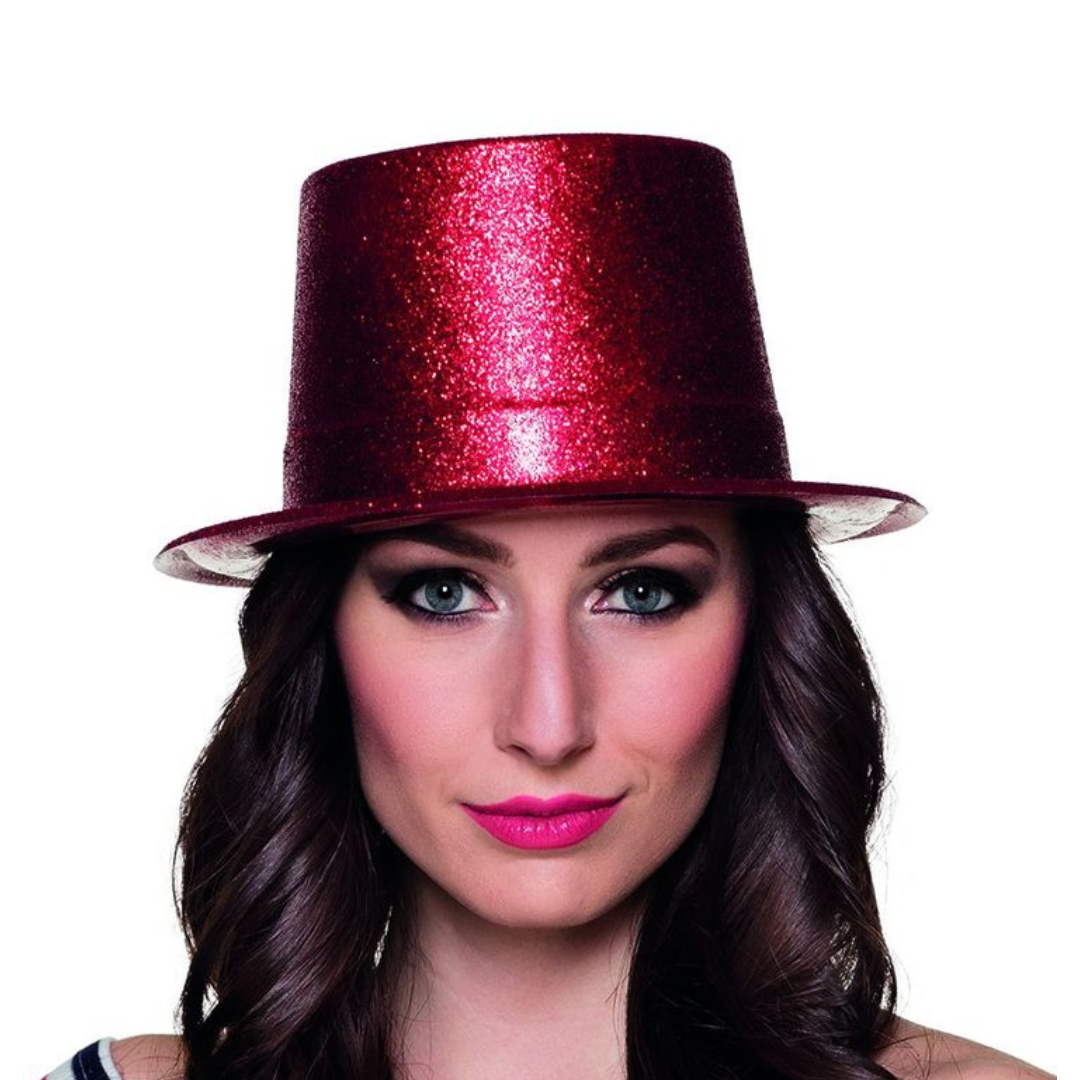 Glitter Top Hat Lrg. Red