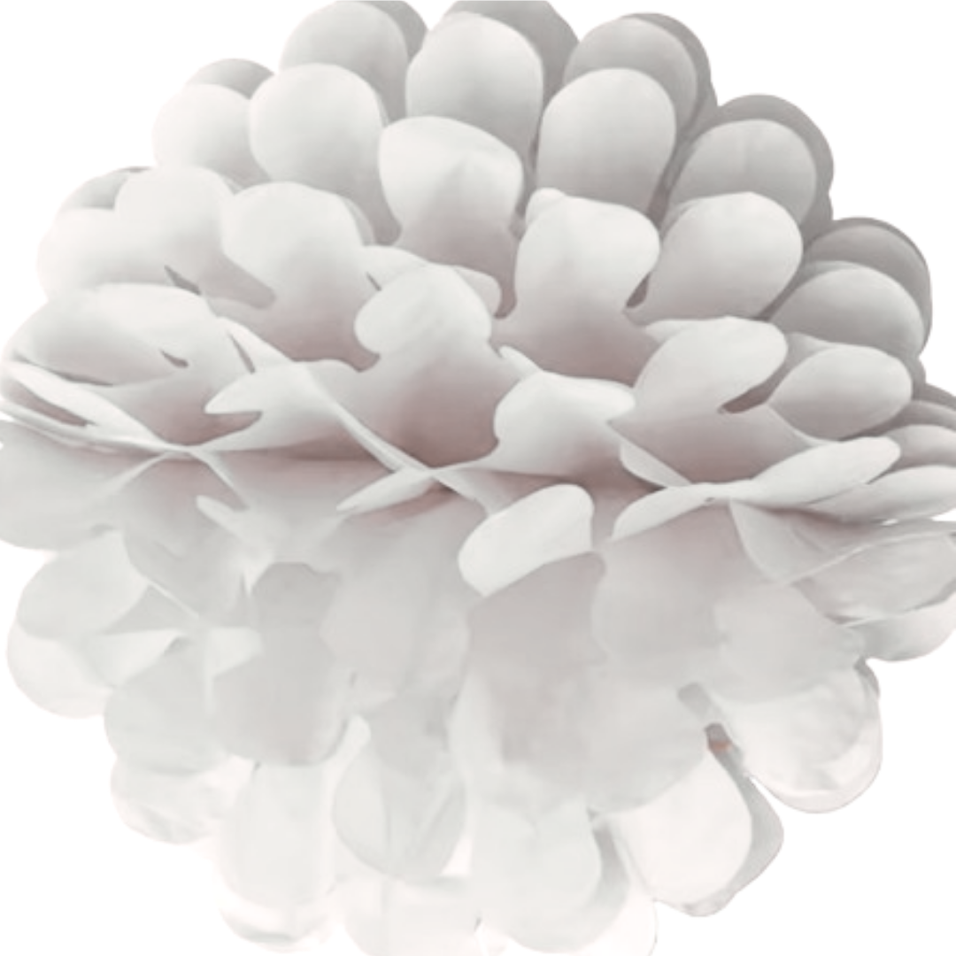 Paper Pom Pom Hangings for Decoration-10 inch 5 pieces Ceiling Decoration Items, Pom Poms, Fluffy Decoration- White-NO DIY