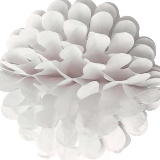 Paper Pom Pom Hangings for Decoration-10 inch 5 pieces Ceiling Decoration Items, Pom Poms, Fluffy Decoration- White-NO DIY