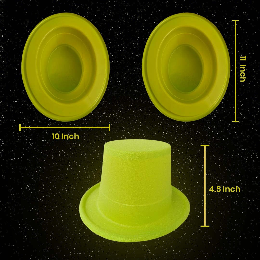 Neon Yellow Glitter Hat for Adults