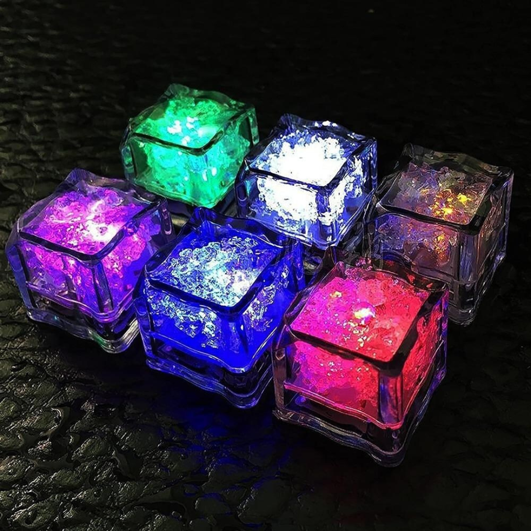 Multicolor Light Up LED Ice Shape Waterproof Colour Changing Cube Glow in The Dark Reusable Ice Cubes - 1PC