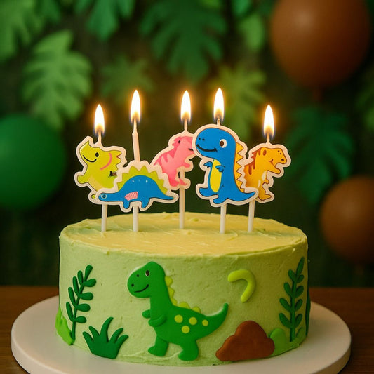 Dinosaur Theme Birthday Candles - 5Pc