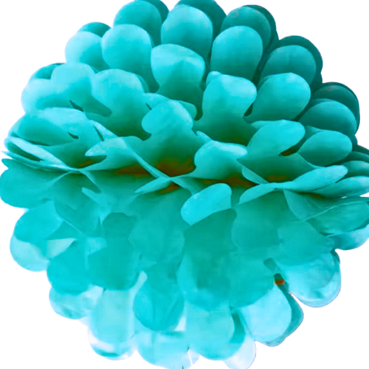 Paper Pom Pom Hangings for Decoration-10 inch 5 pieces Ceiling Decoration Items, Pom Poms, Fluffy Decoration- Sky Blue-NO DIY