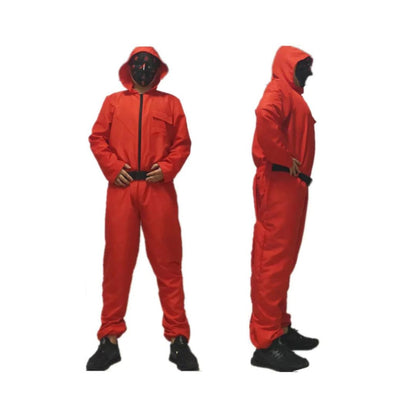 SQUID Game Adult Red Costume with Mask for Adults - Free Size
