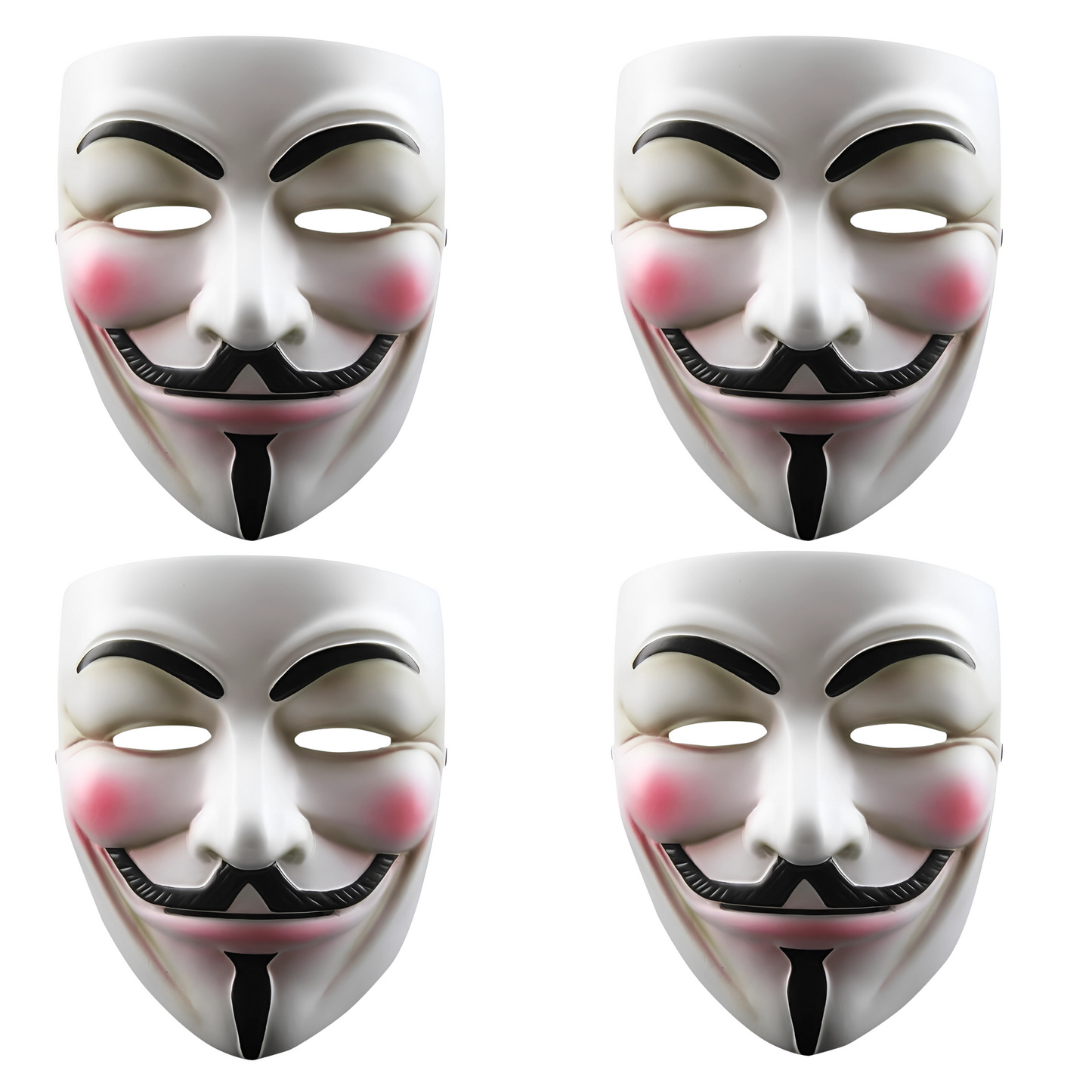 Pack of 4 Anonymos Mask for Kids & Adults - V for Vendetta Mask Halloween Masks Guy Mask for Halloween Costume Cosplay Party Mask,Hacker Mask