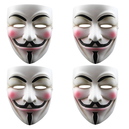 Pack of 4 Anonymos Mask for Kids & Adults - V for Vendetta Mask Halloween Masks Guy Mask for Halloween Costume Cosplay Party Mask,Hacker Mask