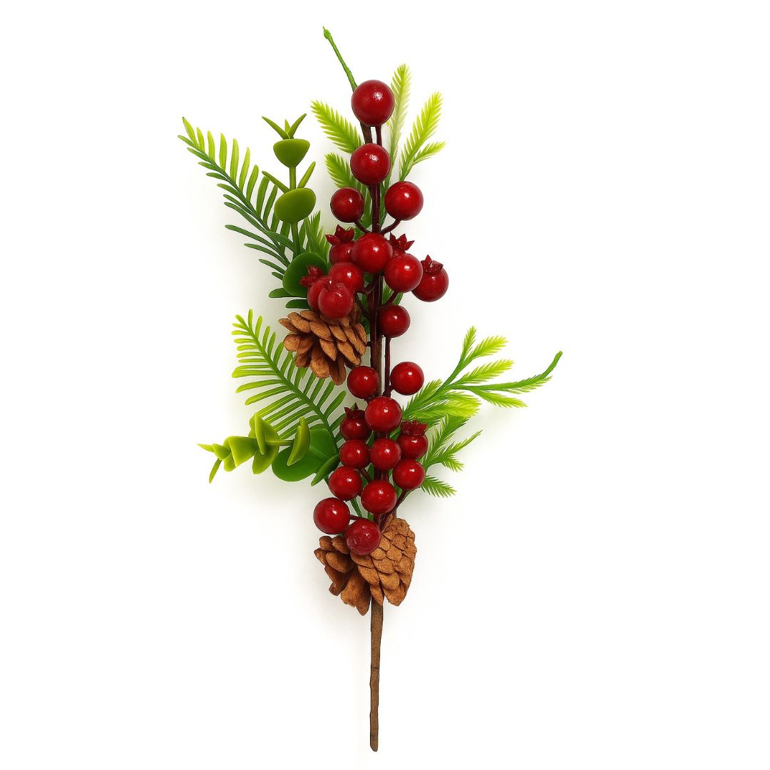 Pine Tree Inserts with Rubber Plant, Cherries and Pine Cones - 1PC
