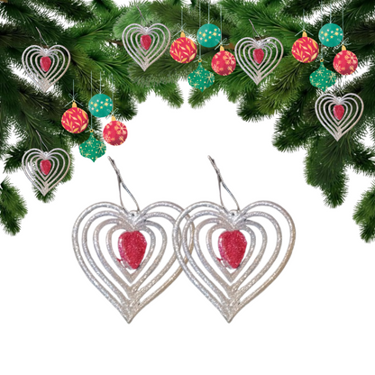 CTO 3D Heart Silver & Pink Hangings - 2PC