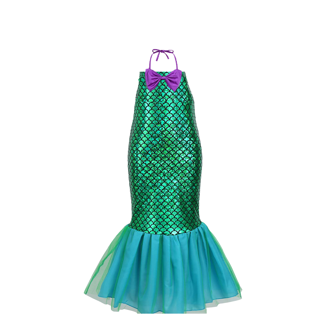 Mermaid Dress for Kids w/ Fish Scale Print - Size - M - Age 5-7 YRS