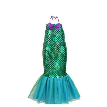Mermaid Dress for Kids w/ Fish Scale Print - Size - M - Age 5-7 YRS