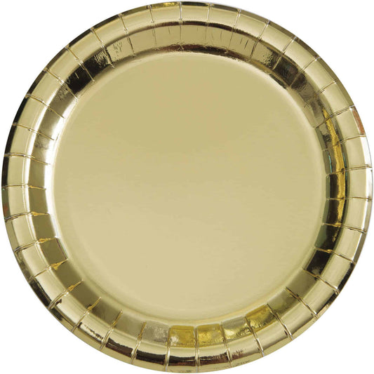 Wanna Party 7 "Gold Metallic Paper Plates - 10PC